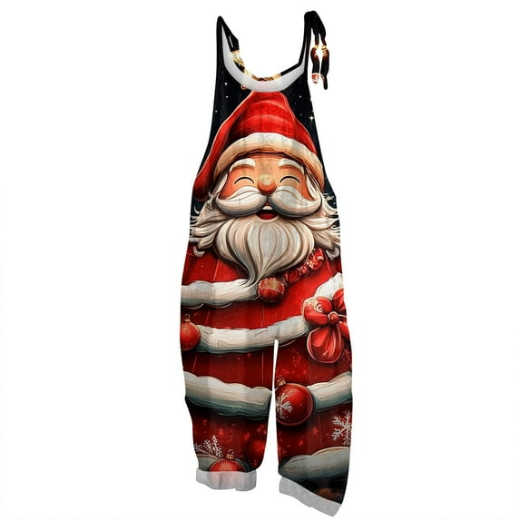Iaqnaocc Christmas Women's Jumpsuits one piece Sleeveless Jumpsuits Rompers Loose Fit Adjustable Strap Jumpsuits Fashion Overalls Deep Red L