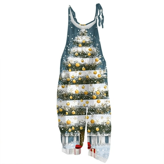 Iaqnaocc Christmas Women's Jumpsuits one piece Sleeveless Jumpsuits Rompers Loose Fit Adjustable Strap Overalls Jumpsuits Baggy Wide Leg Jumpers Yellow 3XL