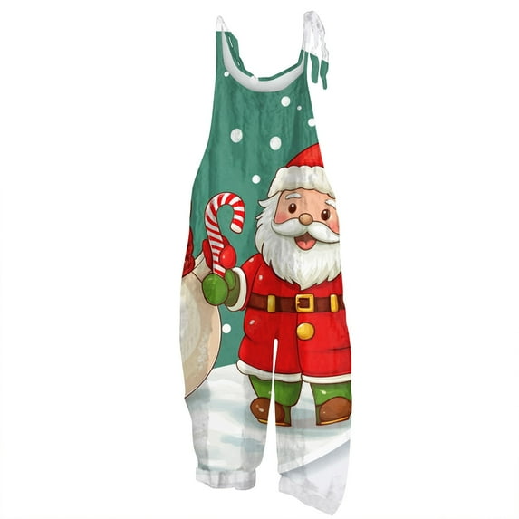 Iaqnaocc Christmas Women's Jumpsuits one piece Sleeveless Wide Leg Jumpers Loose Fit Adjustable Strap Jumpsuits Fashion Overalls Army Green 3XL
