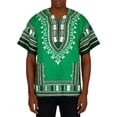 thumbnail image 1 of Iaqnaocc Dashiki Shirts for Men and Women Unisex Traditional Short Sleeve Vintage African Tribal Kaftan Plus Size Attire Printed Cotton T-Shirts Green L, 1 of 3