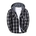 thumbnail image 1 of Iaqnaocc Flannel Plaid Hoodie Shirts&nbsp;for Men Long Sleeve Button Down Casual Fashion Classic Fall Jackets for Men Black L, 1 of 4