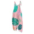 thumbnail image 1 of Iaqnaocc Hawaiian Tropic Womens Jumpsuit Summer Plus Size Boho Beach Vacation Rompers for Women Sleeveless Maple Leaf Print Jumpsuits Rompers Loose Fit Spaghetti Strap Womens Overalls Pink M, 1 of 6
