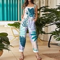 thumbnail image 1 of Iaqnaocc Hawaiian Womens Jumpsuit Plus Size Sleeveless Maple Leaf Print Jumpsuits Overalls Boho Beach Vacation Outfits for Women Summer Loose Fit Adjustable Strap Womens Overalls Light Blue 5XL, 1 of 5