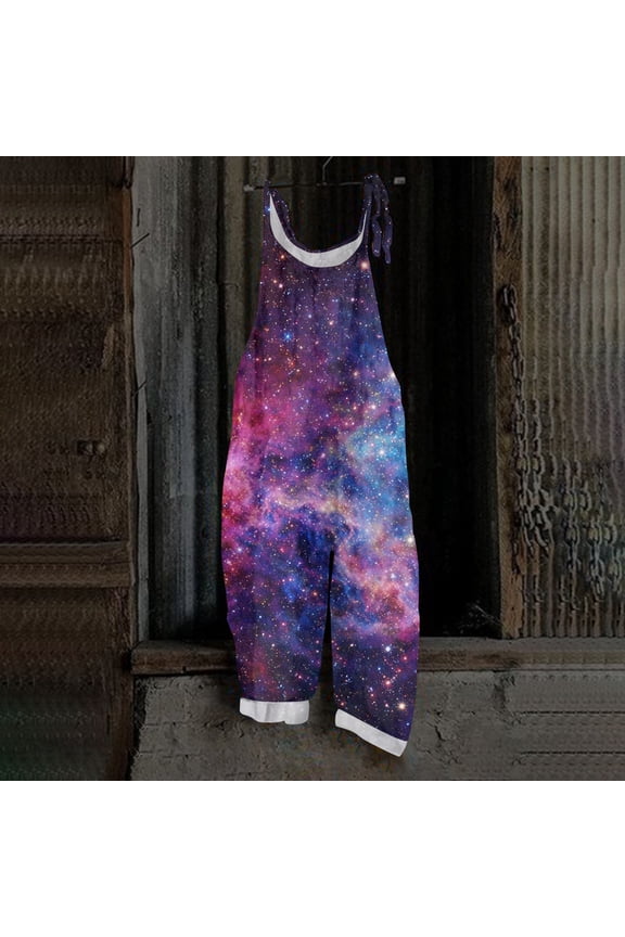 Jumpsuits For Women Plus Size 3D Graphic Sleeveless Wide Leg Jumpers Casual Adjustable Strap Overalls Jumpsuits Baggy Wide Leg Jumpers Hot Pink XL