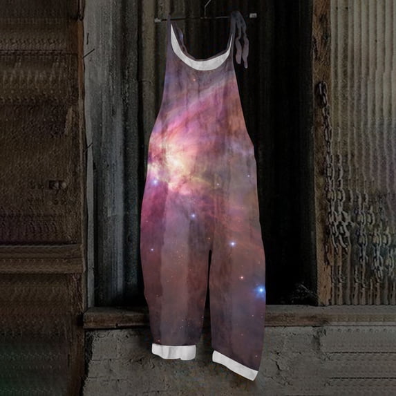 Iaqnaocc Jumpsuits For Women Plus Size Funny Starry Sky Sleeveless Jumpsuits Rompers Loose Fit Adjustable Strap Jumpsuits Fashion Holiday Overalls Pink L
