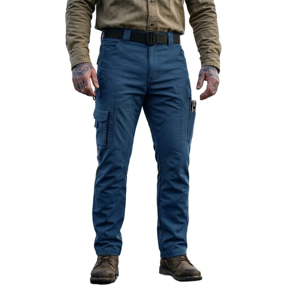 Iaqnaocc Mens Cargo Pants Hiking Breathable Ripstop Flex Relaxed Outdoor Water Resistant Camping Loose Summer Work Pants for Men with Pockets Blue L