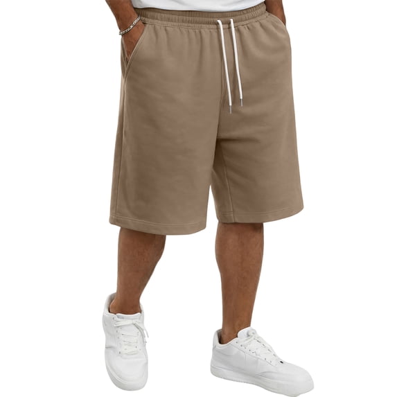 Iaqnaocc Mens Shorts Beach Drawstring White Shorts Men Big and Tall Quick Dry Running Workout Summer Elastic Pants With Pockets Light Brown L