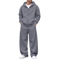 thumbnail image 1 of Iaqnaocc Mens Sweat Suit 2 Piece Set Casual Athletic Zip Up Pullover Hoodie and Jogger Pant Running Gym Fall Sweatsuits for Men with Pocket Dark Gray M, 1 of 6