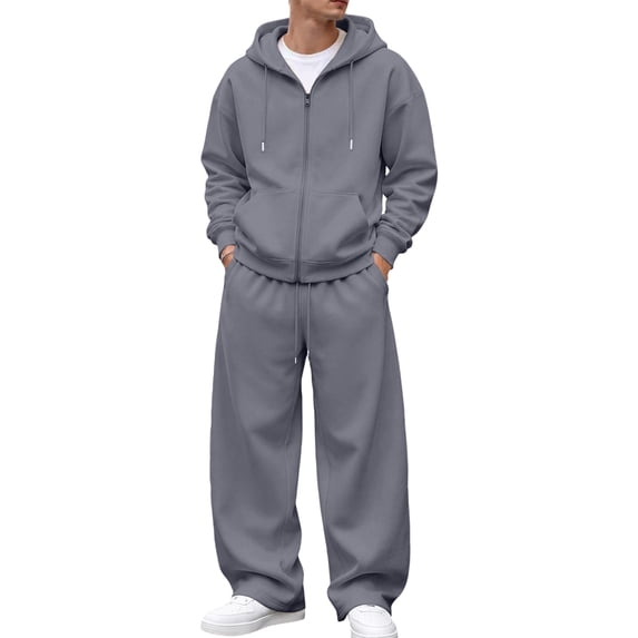 Iaqnaocc Mens Sweat Suit 2 Piece Set Casual Athletic Zip Up Pullover Hoodie and Jogger Pant Running Gym Fall Sweatsuits for Men with Pocket Dark Gray M