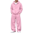 thumbnail image 1 of Iaqnaocc Mens Sweat Suit 2 Piece Set Casual Athletic Zip Up Hooded Sweatshirt and Sweatpant Work Out Fall Track Suit Outfits with Pocket Pink 3XL, 1 of 6