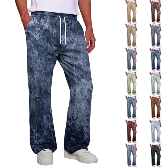 Iaqnaocc Mens Sweatpants Tie Dye Open Bottom Baggy Sweat Pants Straight Leg Athletic Breathable Sweatpants With Pockets Deep Red M
