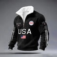 thumbnail image 1 of Iaqnaocc Mens Sweatshirt 250 Anniversary Usa Waffle Zippper Mock Neck Long Sleeve Shirts for Men 250 Anniversary Usa Shirt American Flag 1776-2026 250th Anniversary Shirt Black L, 1 of 3