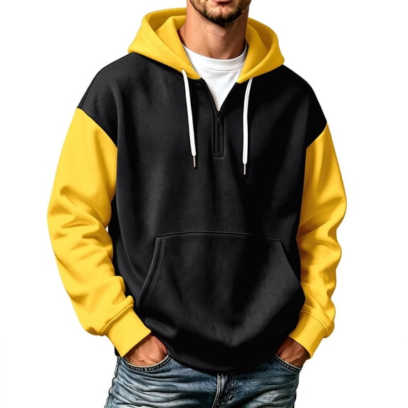 Iaqnaocc Mens hoodies Half Zip Long Sleeve Pullover Baggy Casual Drop Shoulder Loose Fit Sweatshirts for Men Black XXL