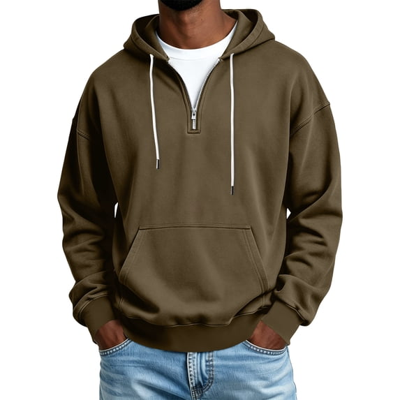 Iaqnaocc Mens Hoodies Half Zip Pullover Oversized Casual Long Sleeve Loose Fit Fall Winter Hooded Sweatshirt Green 4XL
