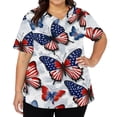 thumbnail image 1 of Iaqnaocc Patriotic Scrub Tops Women 4th of July American Flag Butterfly Nurse Uniforms Trendy V-Neck Side Slits Scrub Tops July 4th Celebration Short Sleeve Nursing Scrubs with Pockets White 5XL, 1 of 5