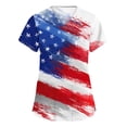 thumbnail image 1 of Iaqnaocc Patriotic Scrub Tops Women 4th of July American Flag Stars Nurse Working Uniforms Retro V Neck Scrub Tops Independence Day Short Sleeve Medical Freedom Workwear with Pockets Red XL, 1 of 5
