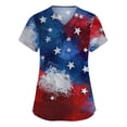 thumbnail image 1 of Iaqnaocc Patriotic Scrubs for Women 4th of July American Flag Stars Nurse Working Uniforms Fashion V-Neck Side Slits Scrub Tops Independence Day Short Sleeve Medical Workwear with Pockets Blue L, 1 of 5