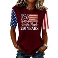 thumbnail image 1 of Iaqnaocc We The People 4th Of July Womens Tops Summer Shirt Round Neck Vintage T Shirt Patriotic 250 anniversary usa flag Festival Short Sleeve T Shirts for Women Wine XXXL, 1 of 5