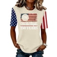 thumbnail image 1 of Iaqnaocc We The People 4th Of July Womens Tops Summer Shirt Round Neck Vintage T Shirt Patriotic 250 anniversary usa flag Festival Short Sleeve T Shirts for Women Beige XL, 1 of 5