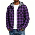 thumbnail image 1 of Iaqnaocc Plaid Flannel Mens Hoodies Shirts Long Sleeve Button Down Stylish Casual Classic Fall Hooded Jackets Shirt Purple XL, 1 of 5