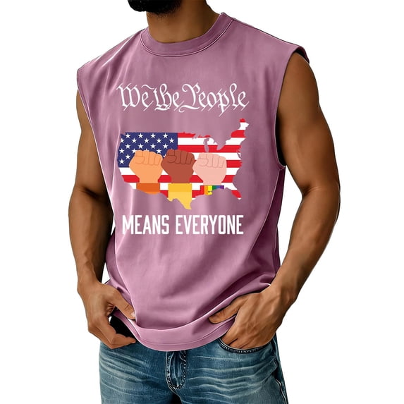 Iaqnaocc Pride Tank Tops Men American Flag Stars Pride T-Shirts Outfits We The People Rainbow Graphic Sleeveless Shirts Equality Tee Tops Light pink 3XL