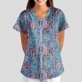 thumbnail image 1 of Iaqnaocc Scrub Tops Women Plus Size Western Ethnic Style Nurse Uniforms Trendy V-Neck Side Slits Scrub Tops Holiday Short Sleeve Tees Blouse with Pockets Orange L, 1 of 5
