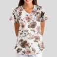 thumbnail image 1 of Iaqnaocc Scrubs for Women Funny Floral Print Nursing Uniform Fashion V Neck Side Slits Scrub Tops Holiday Short Sleeve Medical Workwear with Pockets Cyan 4XL, 1 of 4