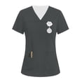 thumbnail image 1 of Iaqnaocc Scrubs for Women Funny Solid Color Nurse Uniforms Fashion V-Neck Side Slits Scrub Shirt Party Short Sleeve Medical Workwear with 3 Pockets Dark Gray M, 1 of 4