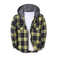 thumbnail image 1 of Iaqnaocc Shirt Hoodies for Men Flannel Plaid Long Sleeve Button Up Casual Fashion Lightweight Fall Hooded Jackets Shirt Yellow 3XL, 1 of 3