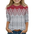 thumbnail image 1 of Iaqnaocc Shirts for Child Girls Size 7 3/4 Length Sleeve Cute Western Ethnic Style T-Shirts Girls Fashion Round Neck Blouses Basic Casual Gifts for Teen Girls Light Gray 8-9 Years, 1 of 4