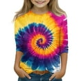 thumbnail image 1 of Iaqnaocc Shirts for Kids Girls Size 10-12 3/4 Sleeve Cute Tie Dye T-Shirts Girls Fashion Crewneck Shirts Casual Soft Gifts for Teen Girls Yellow 10-11 Years, 1 of 4