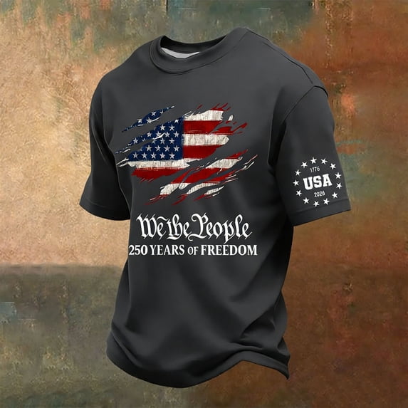 Iaqnaocc Shirts for Men 250 Anniversary Usa Shirt Vintage 250 Anniversary Usa Shirt Shirts Independence Day Crew Neck Freedom Summer 250th Anniversary Patriotic Tee Dark Gray M