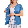 thumbnail image 1 of Iaqnaocc Surgery Scrubs for Women Hospital Mastectomy Shirts with Drain Pockets Short Sleeve Mastectomy Scrubs Tops for Women Adaptive Chemo Clothing Blue With Pockets S, 1 of 8