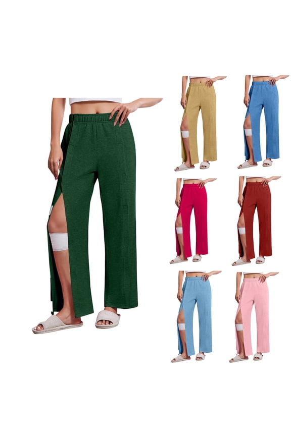 Tear Away Pants for Women with Pockets Easy Access Adaptive Pants Post Hip Knee Leg Post Surgery Breakaway Adaptive Clothing for Women Dark Green XL