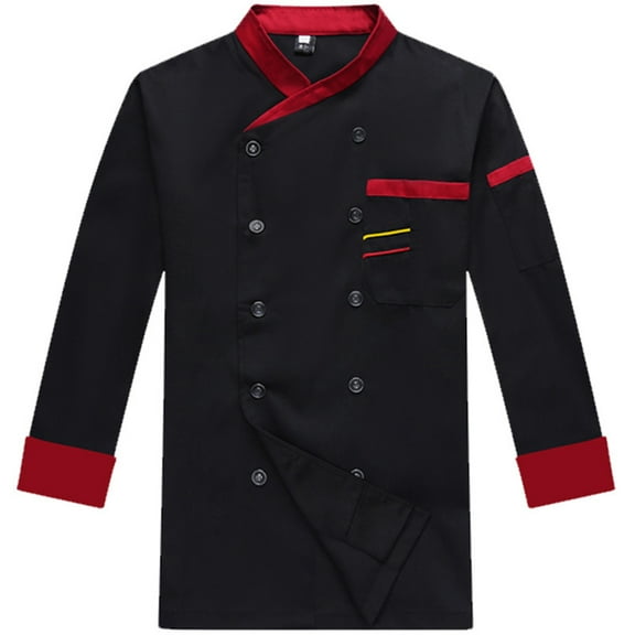 Iaqnaocc Unisex Chef Coat Long Sleeve Chef Coat Men and Women Comfortable Double-Breasted Button Kitchen Restaurant Hotel Uniform Scrubs for Women and Men Black M