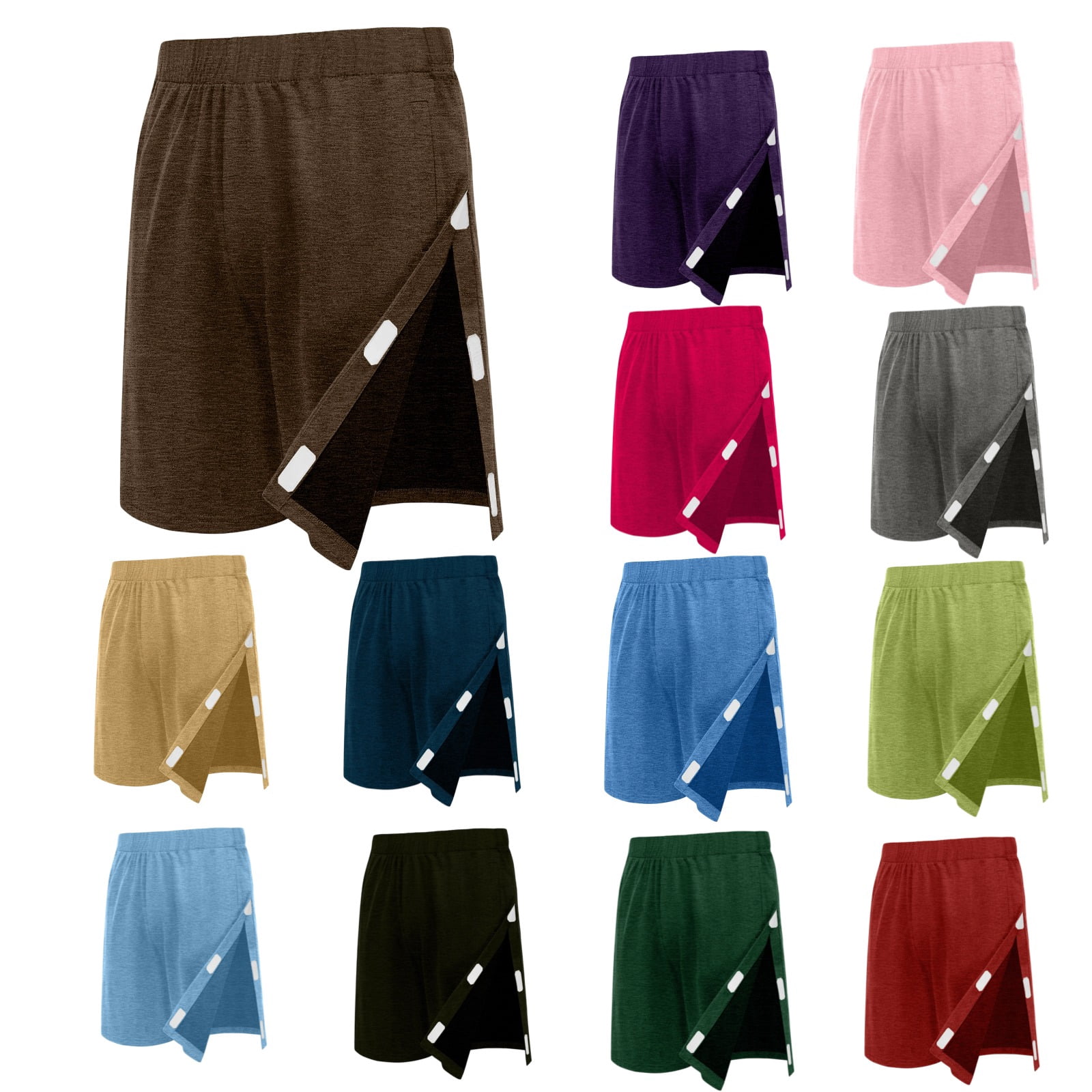 Iaqnaocc Unisex Tear Away Shorts Side Snap Scrubs Shorts Cotton