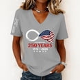 thumbnail image 1 of Iaqnaocc Usa 250th Anniversary Shirt Womens Shirts Short Sleeve 250 Anniversary USA Flag 4th Of July Outfits for Women Independence Day V Neck July 4th Celebration T-Shirts Gray XL, 1 of 4