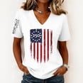 thumbnail image 1 of Iaqnaocc Usa 250th Anniversary Shirt Womens Shirts Short Sleeve 250 Anniversary USA Flag 4th Of July Outfits for Women Independence Day V Neck Red White and Blue Outfits White XXXL, 1 of 4