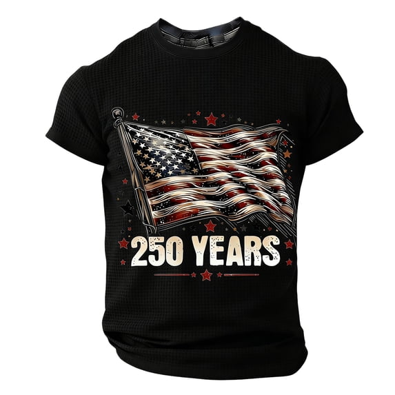 Iaqnaocc Usa 4th Of July Shirts for Men Novelty Graphic Short Sleeve Patriotic Independence Day 250 Anniversary Usa Shirt Usa Flag Crewneck Casual T-Shirt Black 4XL