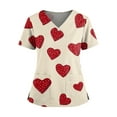 thumbnail image 1 of Iaqnaocc Valentine Scrubs for Women Funny Love Heart Print Nurse Uniforms Trendy V-Neck Scrub Shirt Party Short Sleeve Medical Workwear with Pockets Beige 2XL, 1 of 4