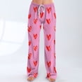 thumbnail image 1 of Iaqnaocc Valentine's Day Pajama Pants Women Casual Love Heart Print Pj Bottoms Loose Fit Pajama Pants Fashion Comfy Waisted Drawstring Trousers Hot Pink XXXL, 1 of 5