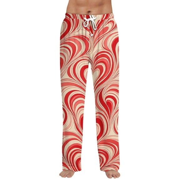 Iaqnaocc Valentines pajama pants for men Casual Cute Love Heart Print PJ Bottoms Lounge Elastic Waist Pajamas Pants Lightweight Fall Winter PJ Bottoms with pockets Red XXXL