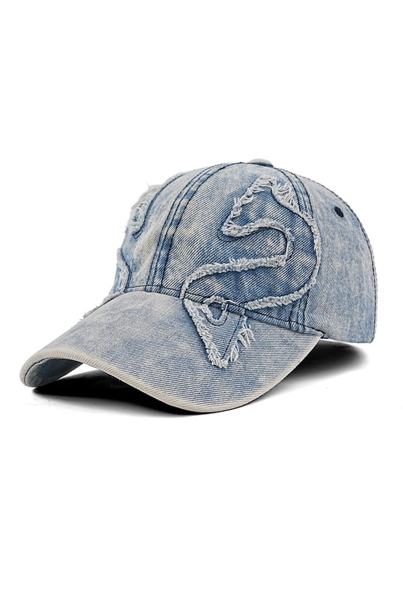 Washed Vintage Baseball Cap Distressed Cotton Adjustable Dad Hat Unisex Fashion Cap Low Profile Breathable Lightweight Light Blue