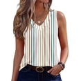 thumbnail image 1 of Iaqnaocc White Tank Top Woman Summer Sleeveless Loose Fit Striped Pleated T Shirts Dressy Casual V-Neck Womens Fashion Clothing Clothes Multicolor S, 1 of 6