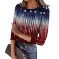 thumbnail image 1 of Iaqnaocc Womens Shirts 250 Anniversary Usa 4th Of July Ribbed 3/4 Sleeve American Flag Striped Independence Day Tees Slim Fit Trendy Crew Neck 2026 Summer Festival Tee Shirts Red L, 1 of 3