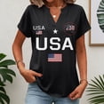 thumbnail image 1 of Iaqnaocc Womens Shirts 250 Anniversary Usa 4th Of July Short Sleeve America 250 Shirt V Neck Patriotic 250 anniversary usa flag Tees Retro Summer July 4th Celebration Tee Tops Black M, 1 of 6
