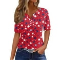 thumbnail image 1 of Iaqnaocc Womens Shirts 250 Anniversary Usa 4th Of July Short Sleeve Button Henley V Neck Patriotic American Flag Stars Tees Retro 2026 Summer Freedom T Shirts for Women Red S, 1 of 4