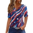 thumbnail image 1 of Iaqnaocc Womens Shirts 250 Anniversary Usa 4th Of July Summer Button Henley V Neck Vintage Shirts Patriotic American Flag Stars Festival Short Sleeve T Shirts for Women Blue L, 1 of 4