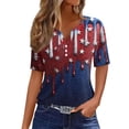 thumbnail image 1 of Iaqnaocc Womens Shirts 250 Anniversary Usa 4th Of July Summer Button Down V Neck Vintage T Shirt Independence Day American Flag Stars July 4th Celebration Short Sleeve Tee Tops Dark Blue XXXL, 1 of 4