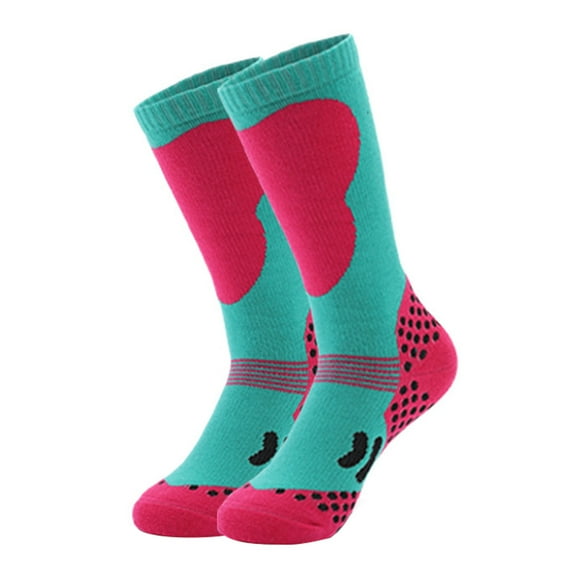 Iaukyu 1 Pair Children Winter Ski Socks Long-Tube Thermal Thickened Cotton Socks Sweat Absorption Comfortable Outdoor Sports Socks for Boys Girls Winter Skiing Snowboarding